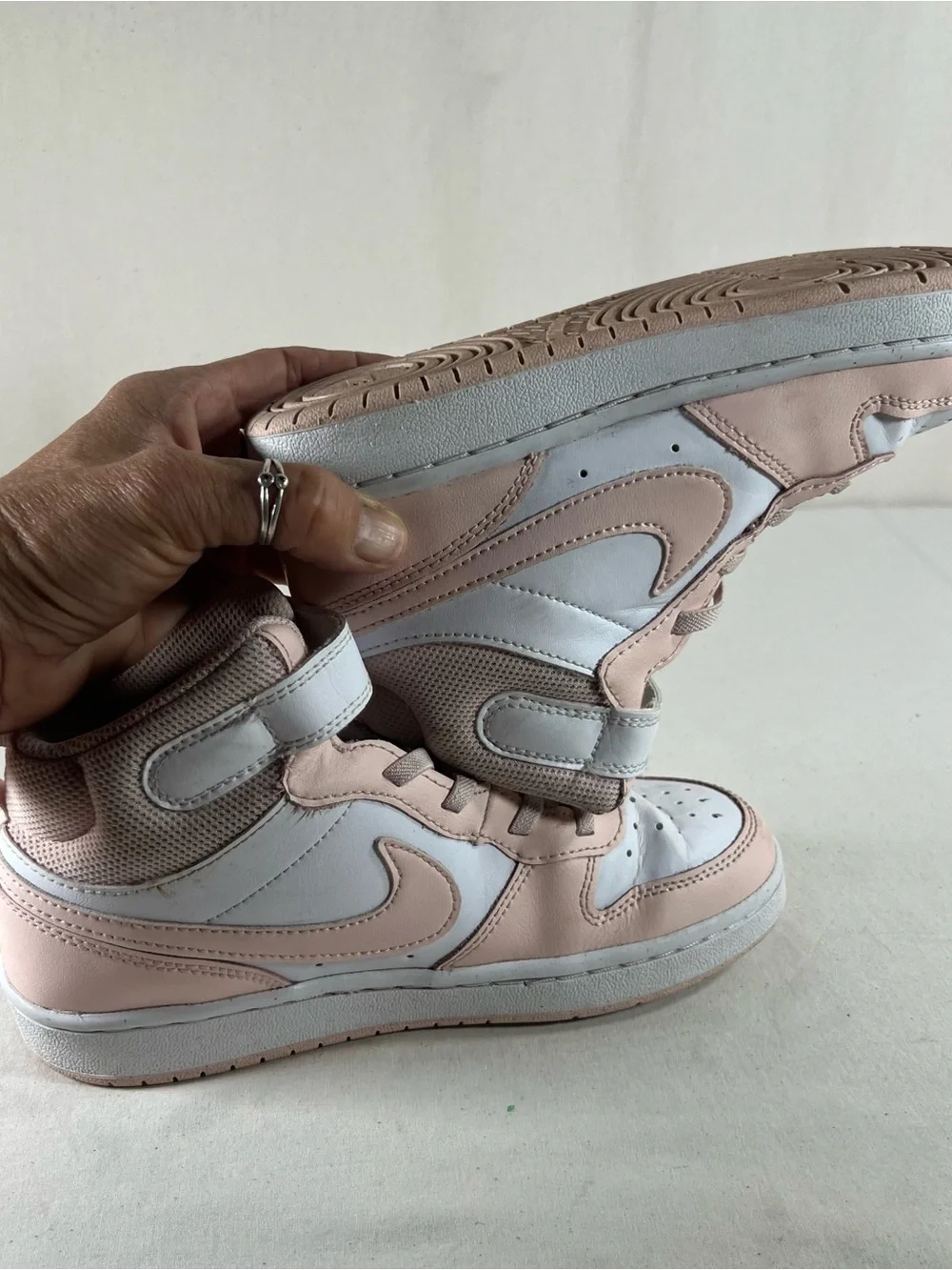 Nike Kids High-Top Sneakers in Pink and White